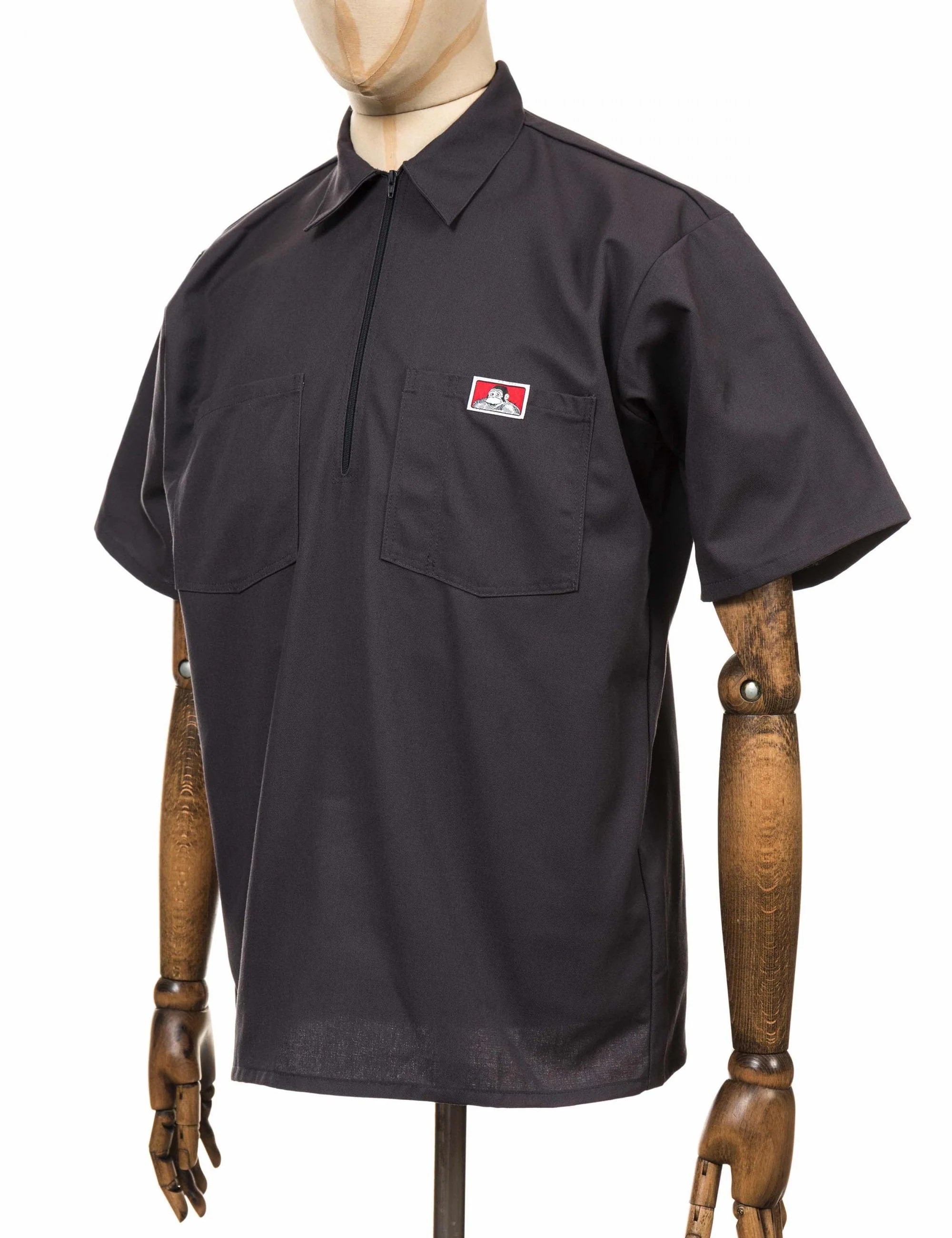 Half Zip Short Sleeve Work Shirt - Charcoal - Image 4