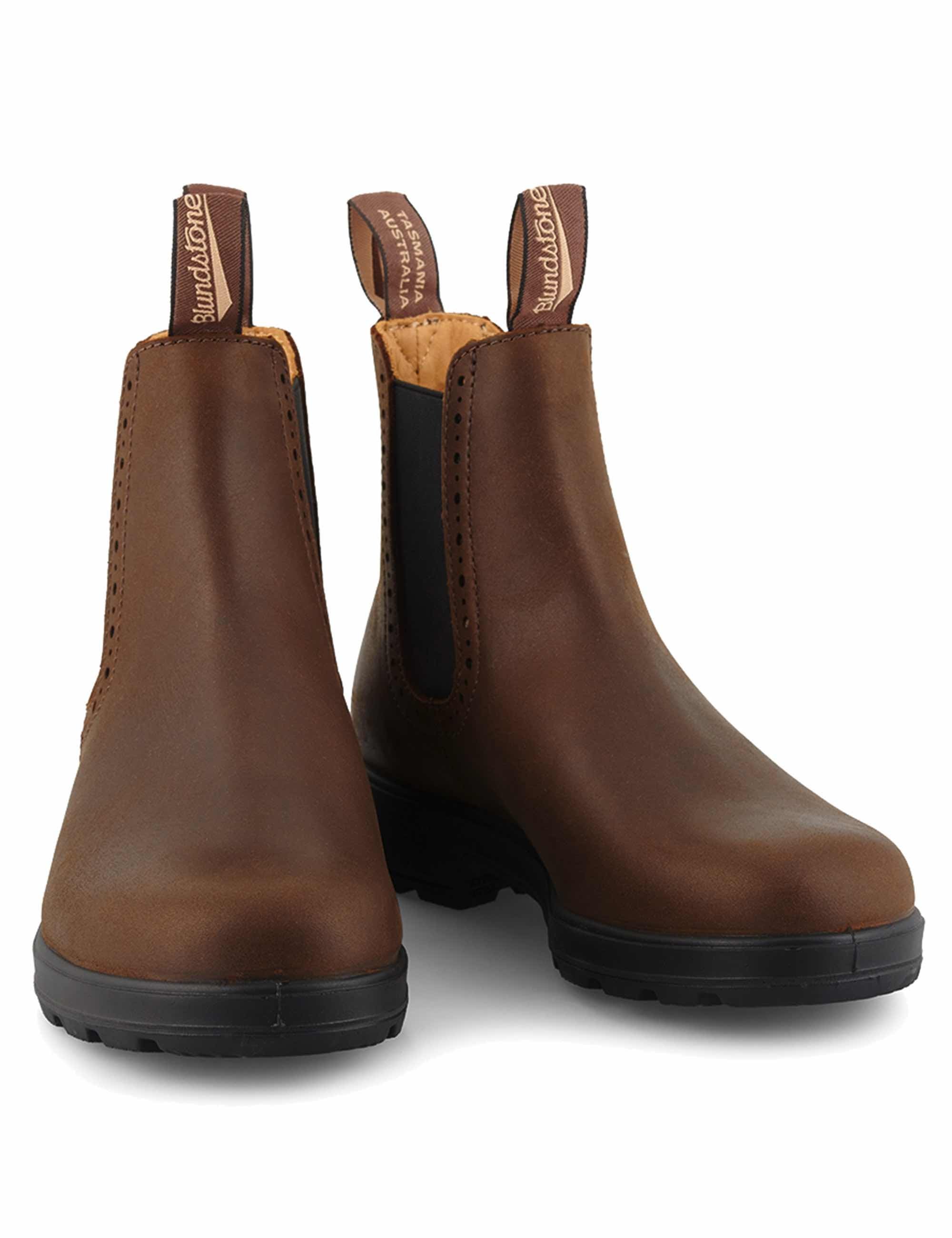 Womens 2151 High Top Leather Chelsea Boots - Antique Brown - Image 3