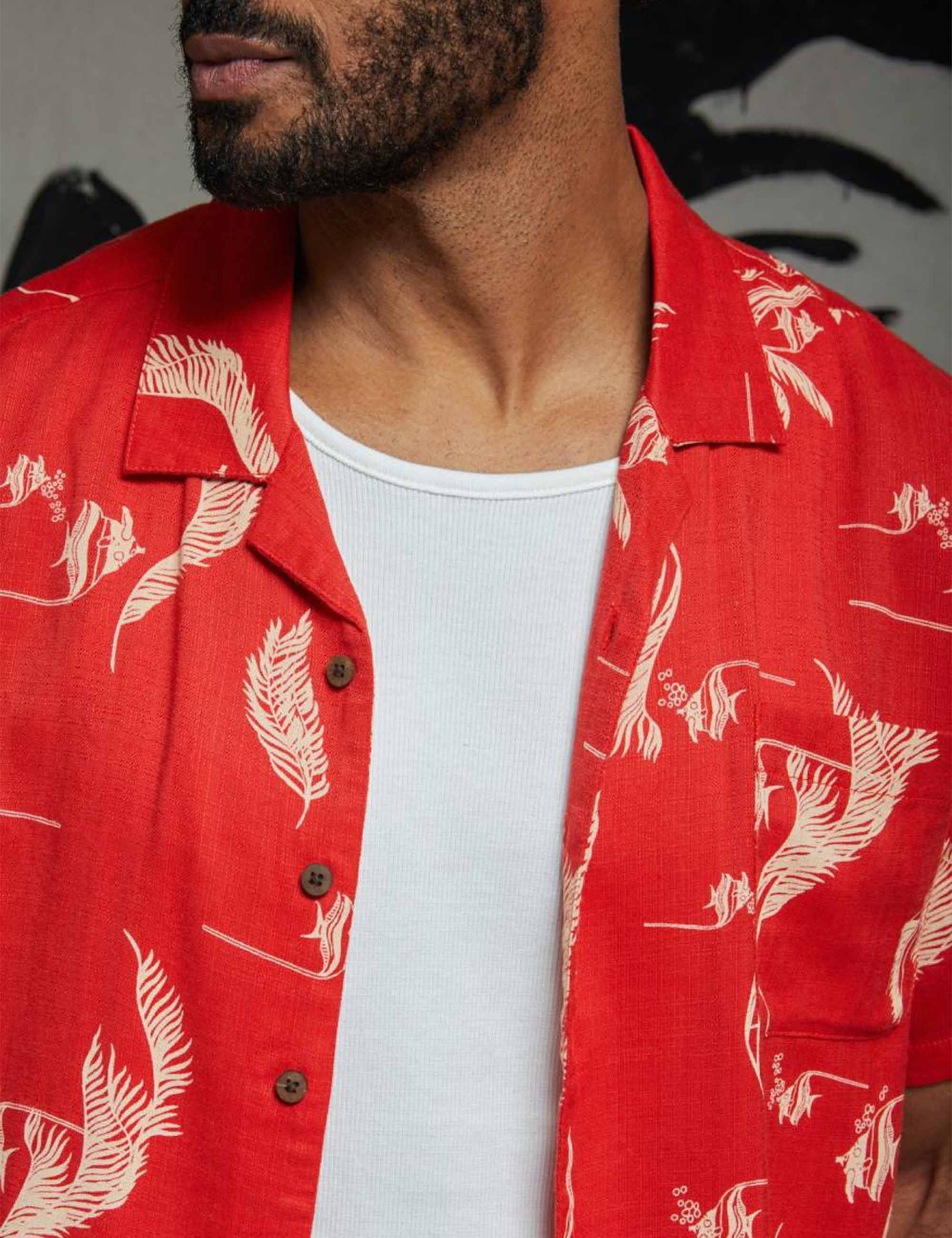 Bunker Slub Woven Shirt - Aloha Red - Image 4