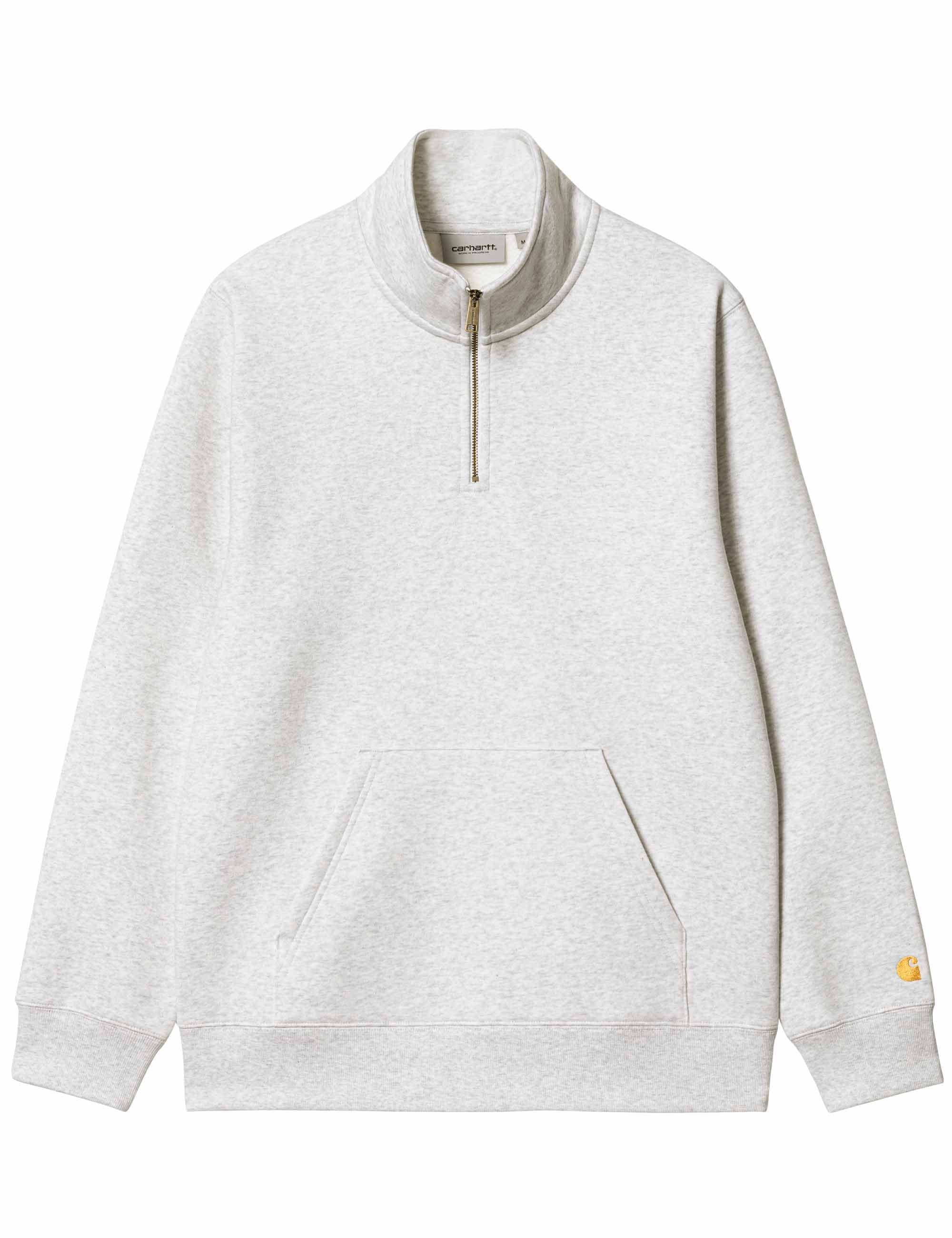 Chase Zip Neck Sweat - Ash Heather/Gold