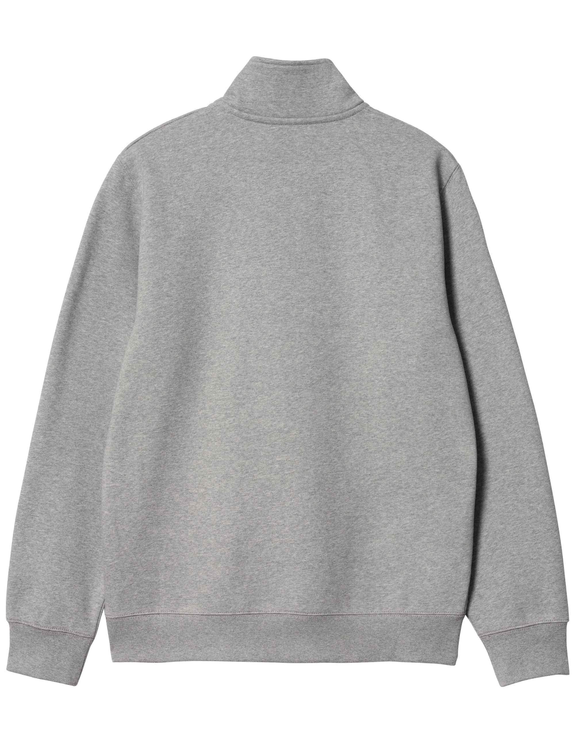 Chase Zip Neck Sweat - Grey Heather/Gold - Image 2