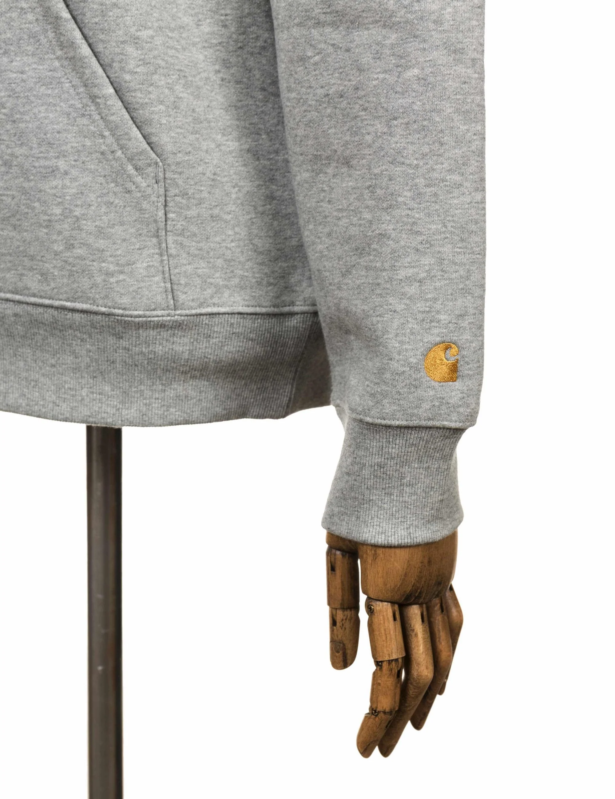 Chase Zip Neck Sweat - Grey Heather/Gold - Image 5