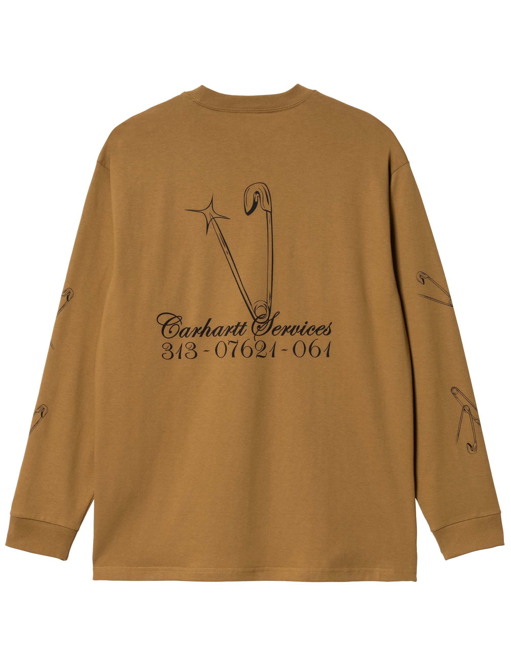 Safety Pin Long Sleeve T-Shirt - Hamilton Brown/Black