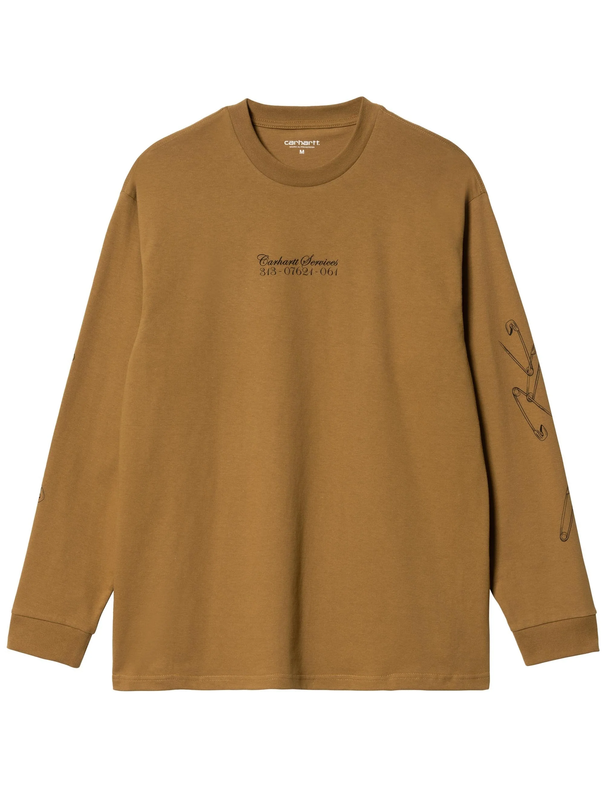 Safety Pin Long Sleeve T-Shirt - Hamilton Brown/Black - Image 2