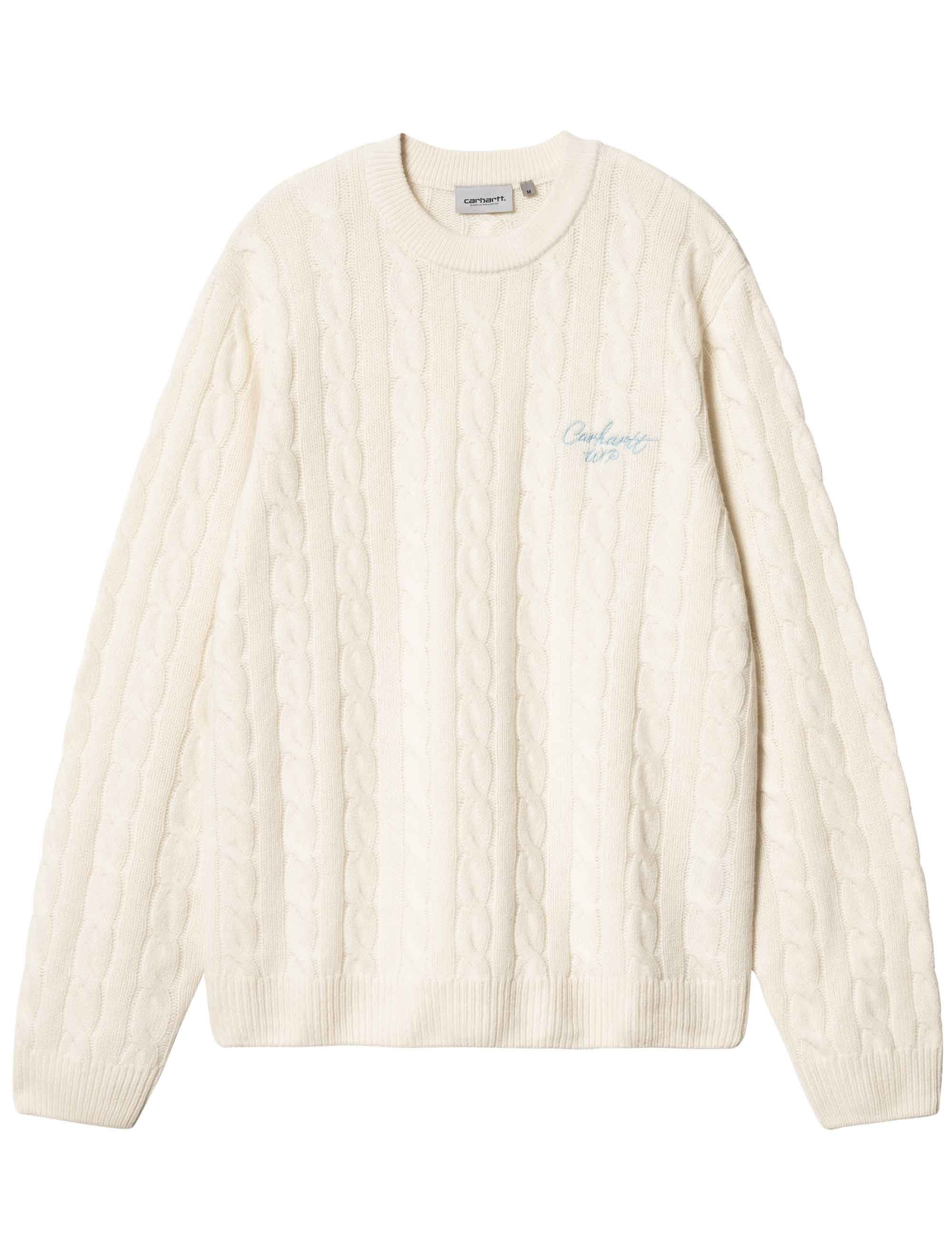 Signature Knit Crew Sweater - Natural/Dusty Ice