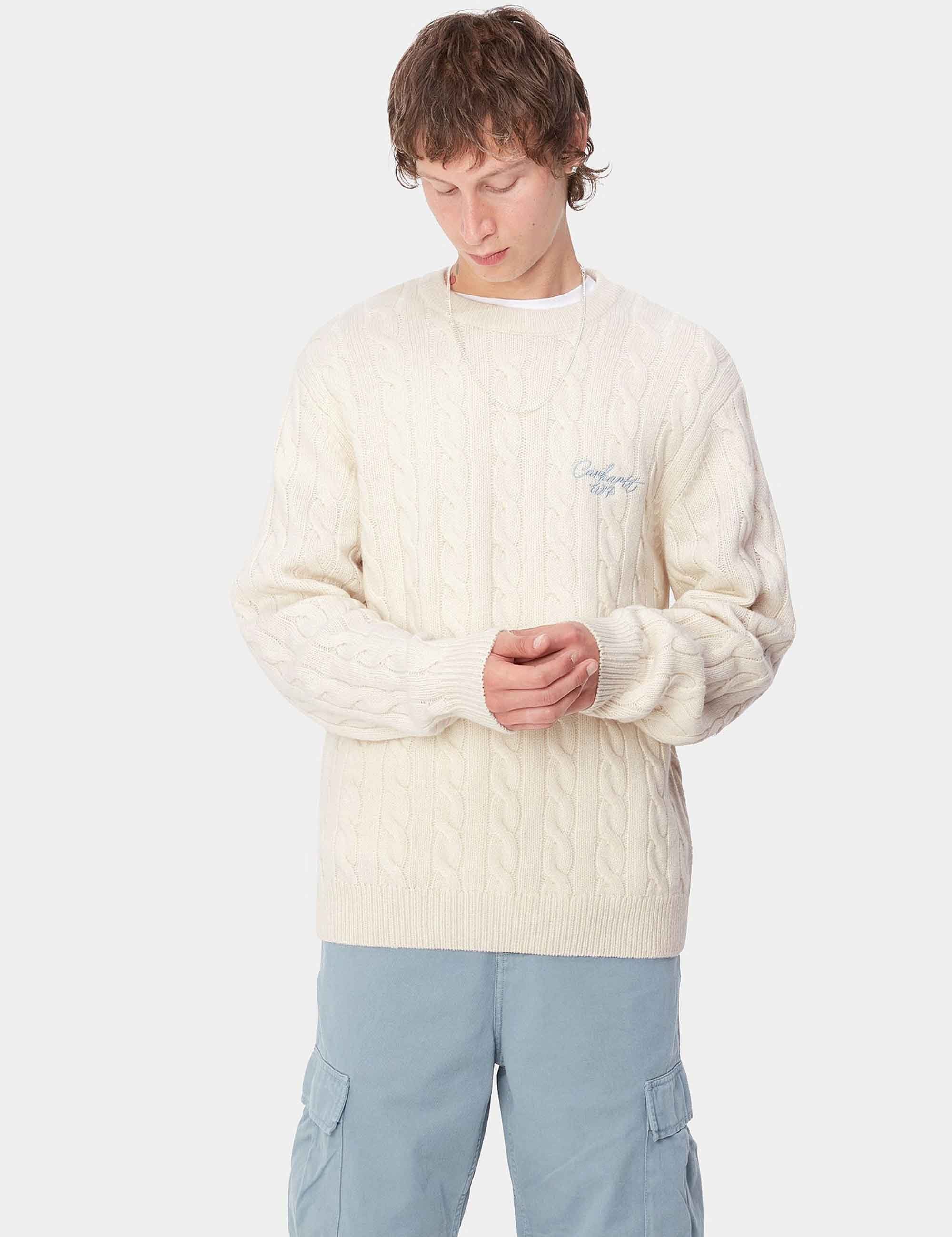 Signature Knit Crew Sweater - Natural/Dusty Ice - Image 2