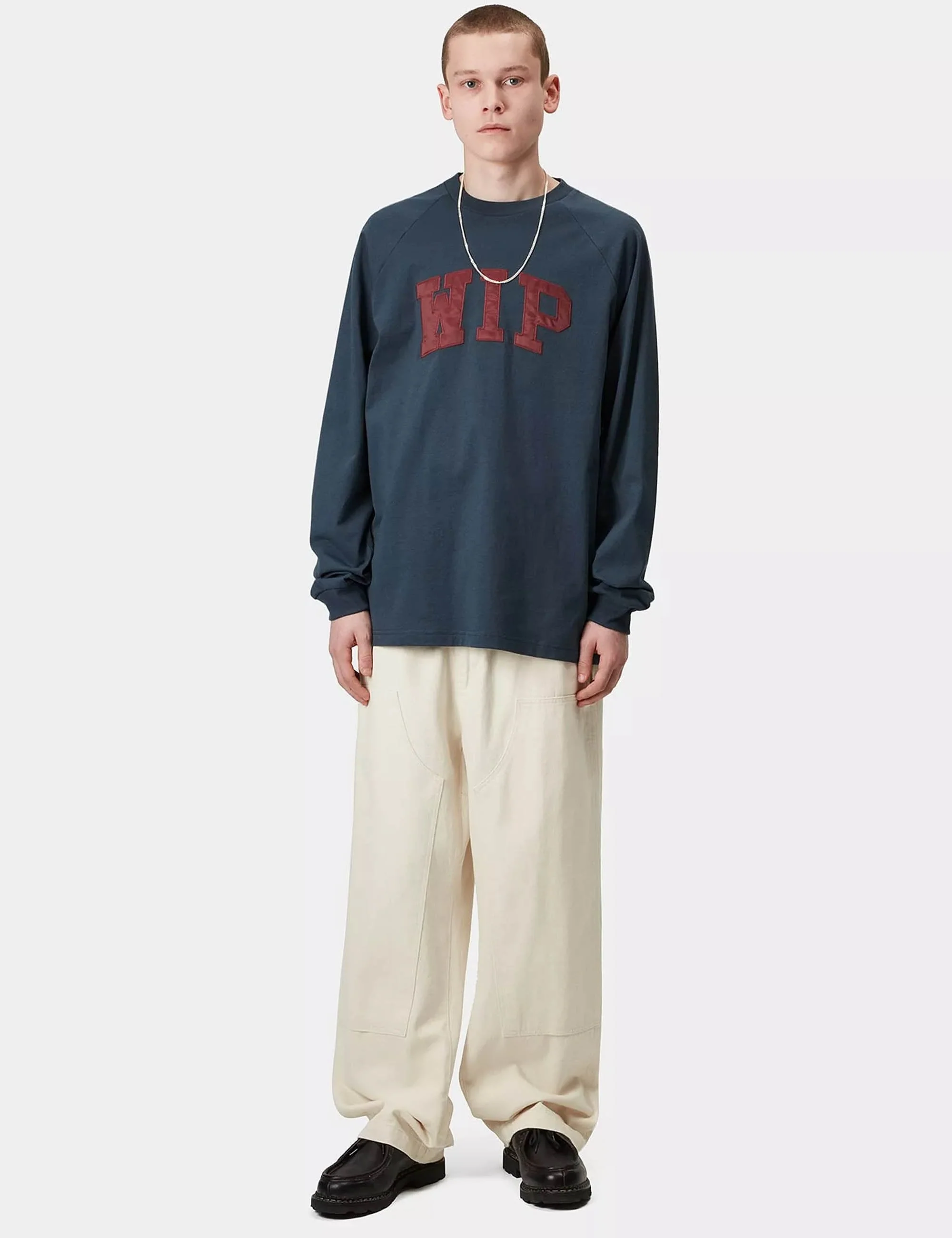 WIP Long Sleeve T-Shirt - Dusky Blue/Mulberry - Image 5