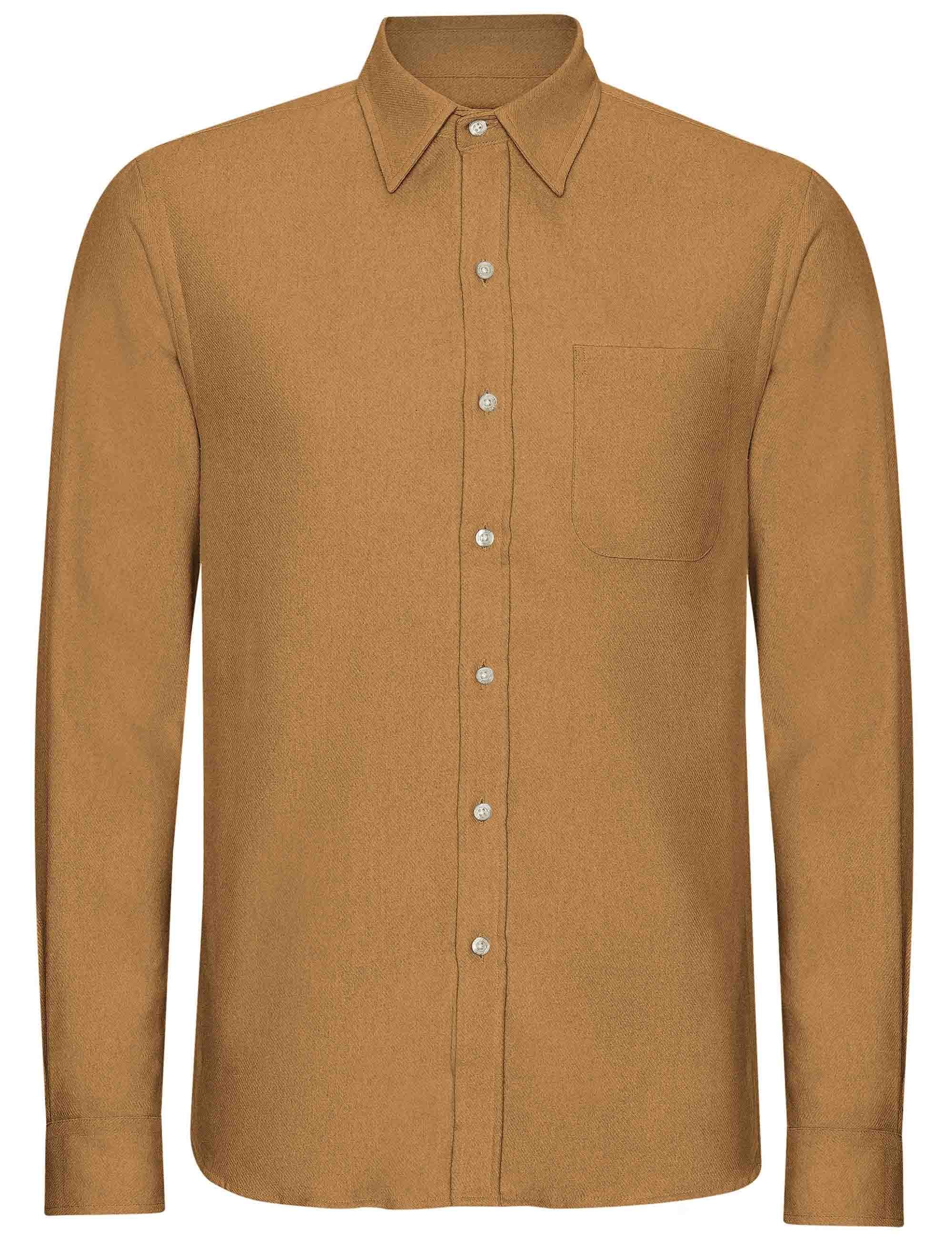 Organic Flannel Shirt - Sahara Camel