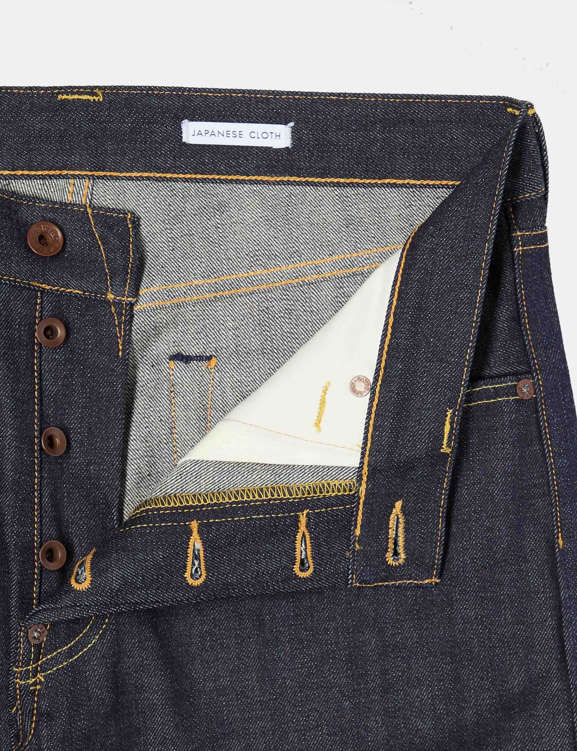 Nashville Straight Leg Red Selvedge Jeans - Blue, Unwashed - Image 4