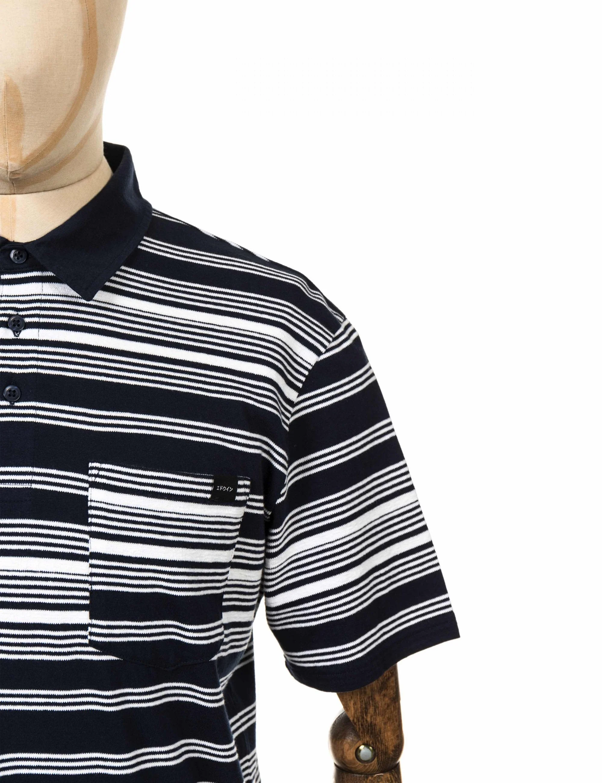 Royal Stripe Polo Shirt - Navy - Image 3