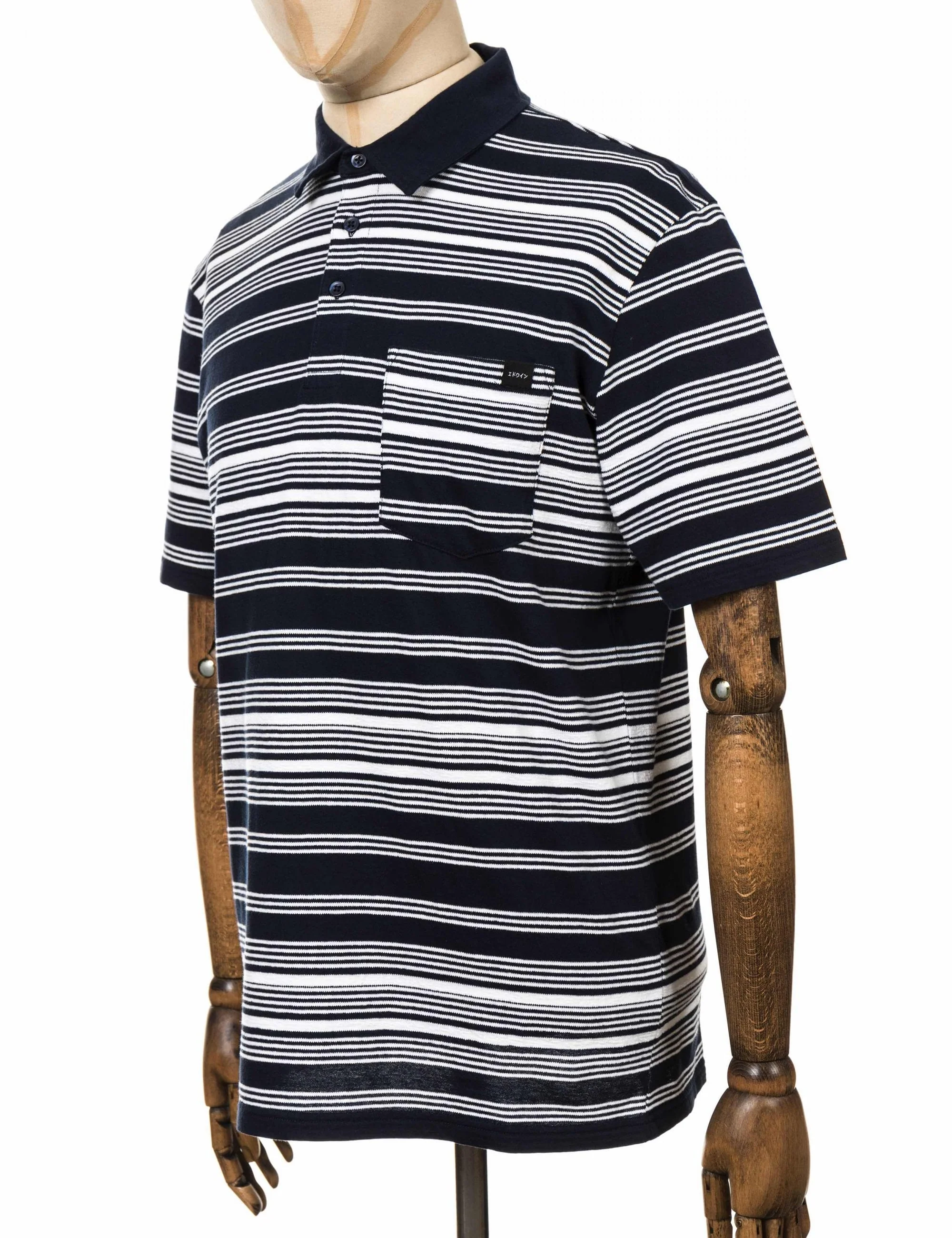 Royal Stripe Polo Shirt - Navy - Image 4
