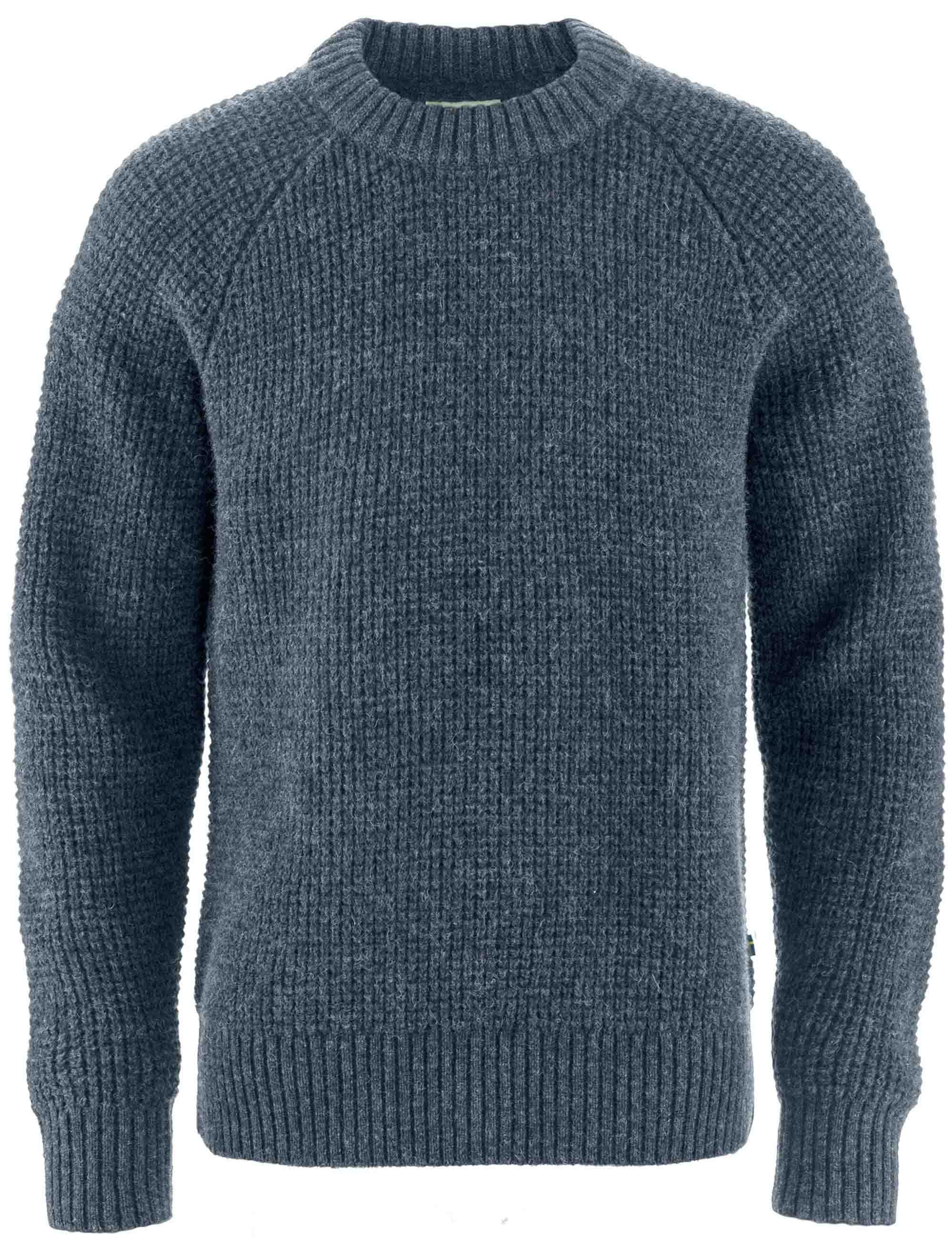 Ovik Waffle Knit Crew Sweater - Navy