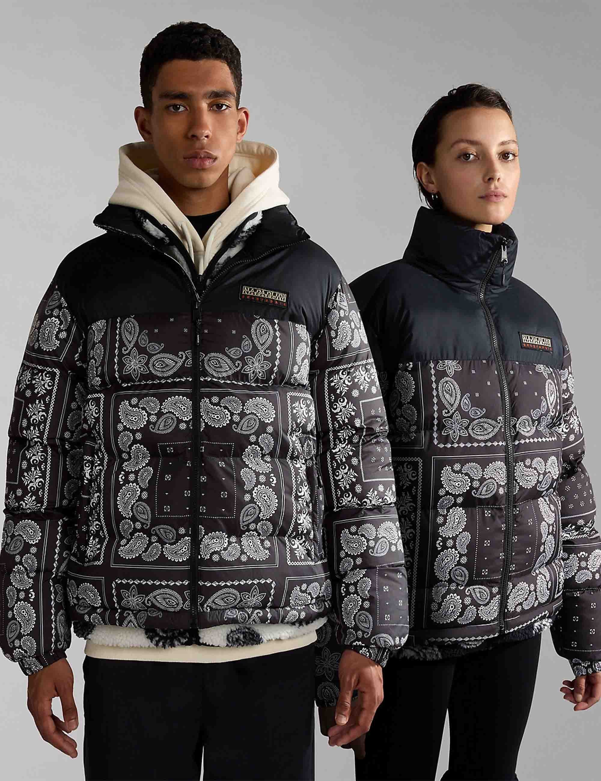 Paisley Puffer Jacket - Black - Image 2