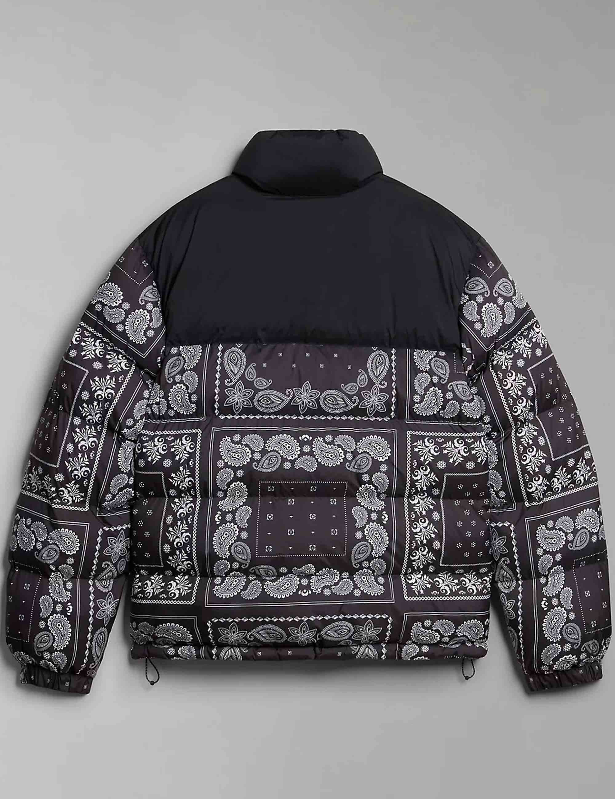 Paisley Puffer Jacket - Black - Image 3