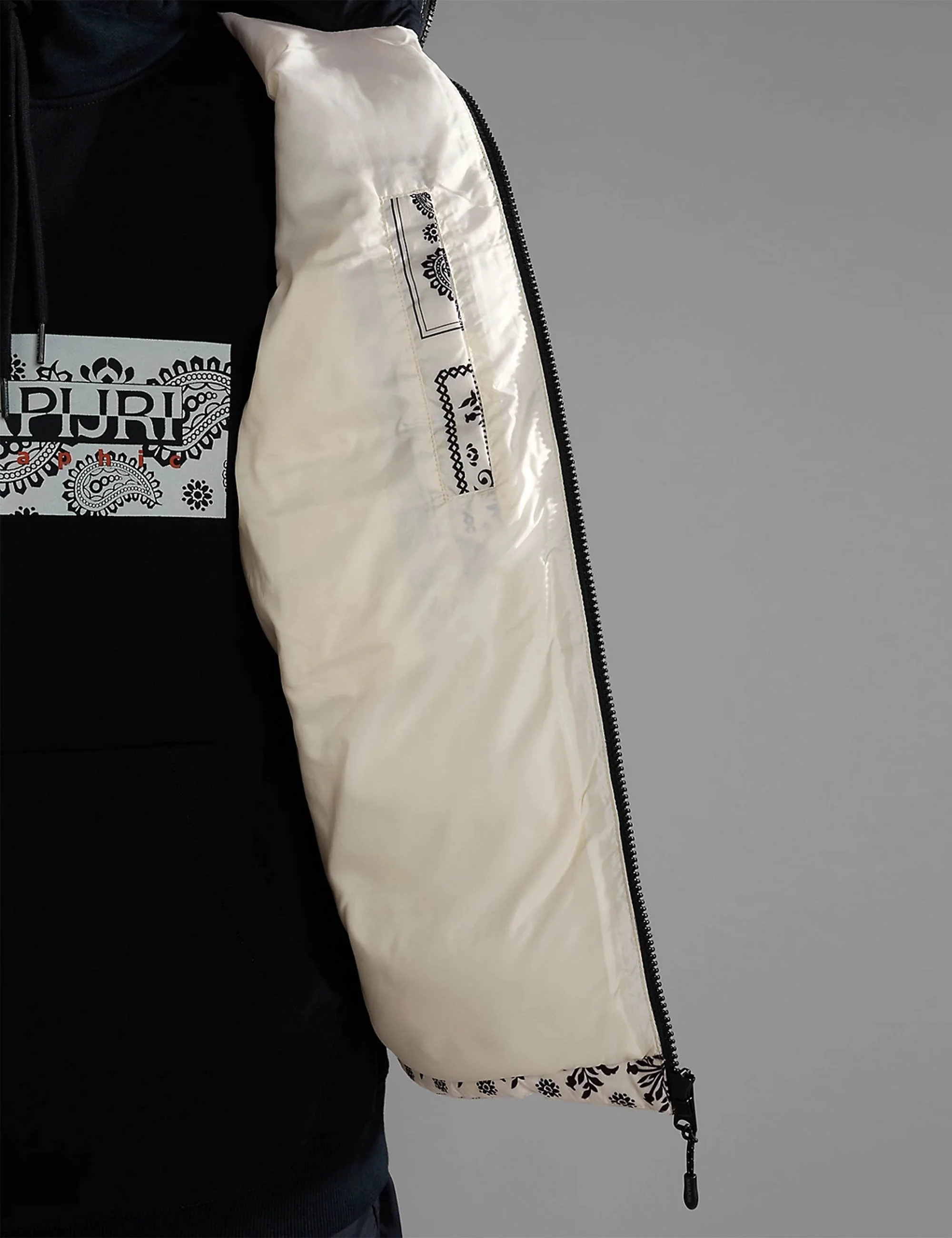 Paisley Puffer Jacket - White - Image 5