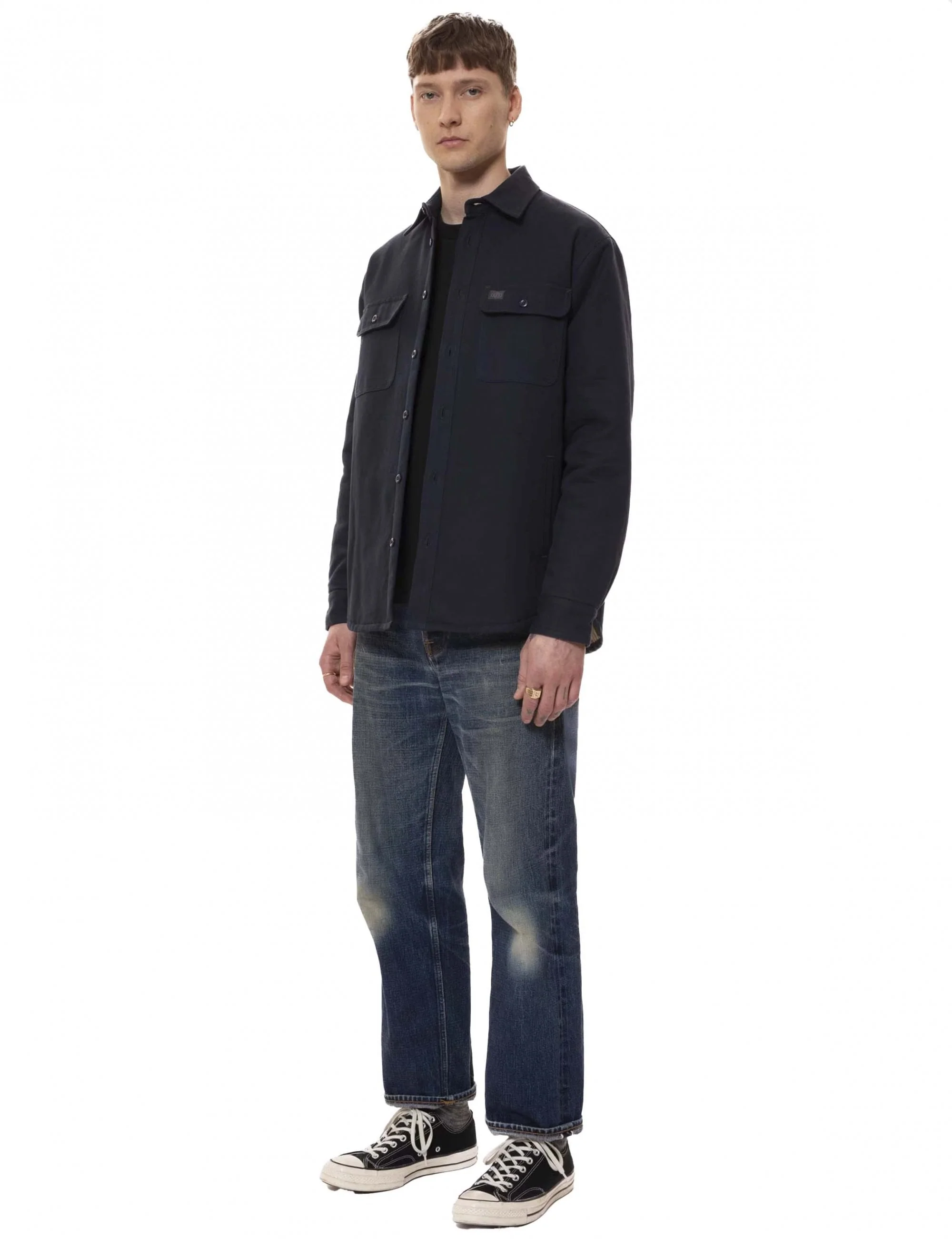 Glen Padded Shirt - Navy - Image 6