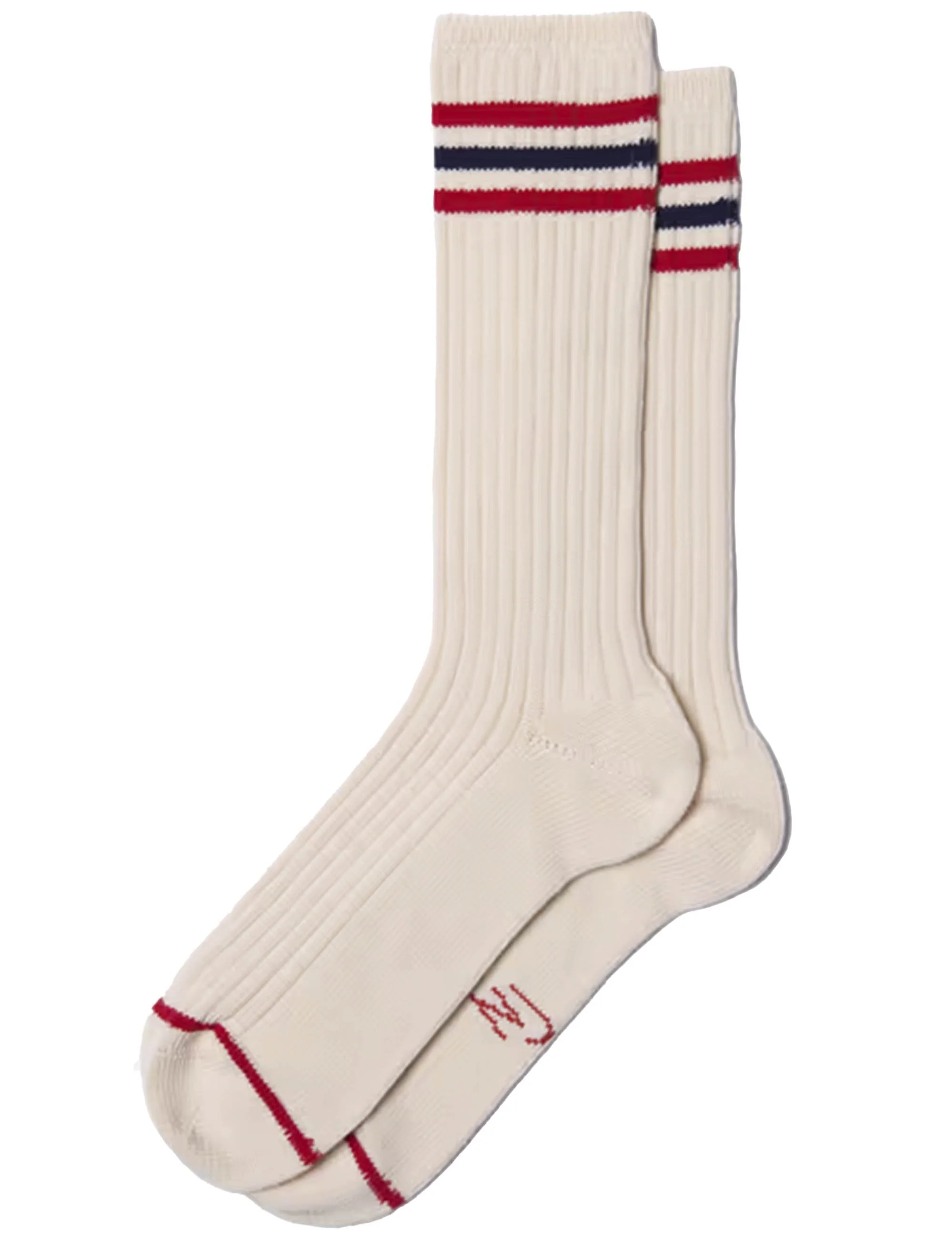 Tennis Retro Socks - Off White/Red