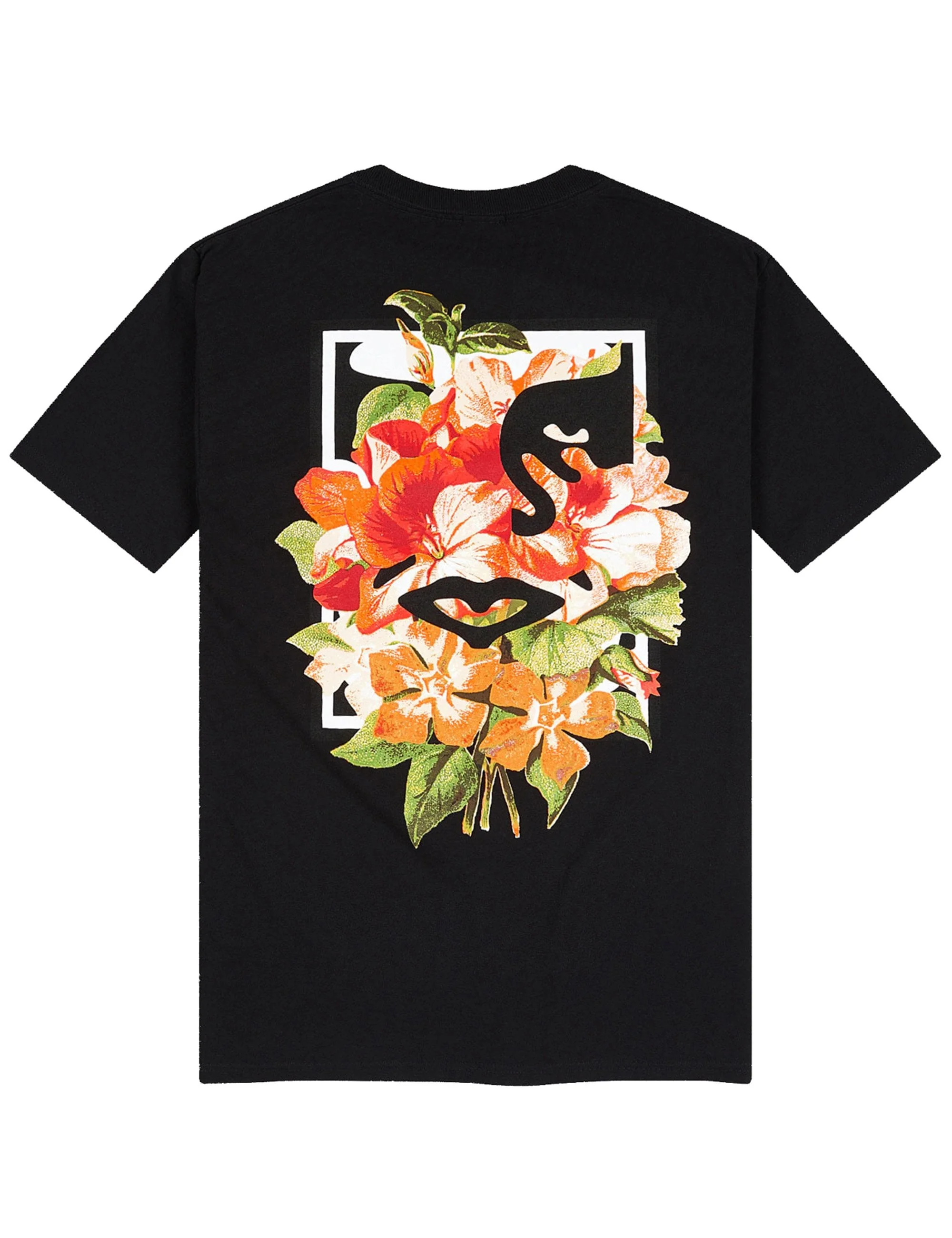 Floral Icon Face T-Shirt - Black
