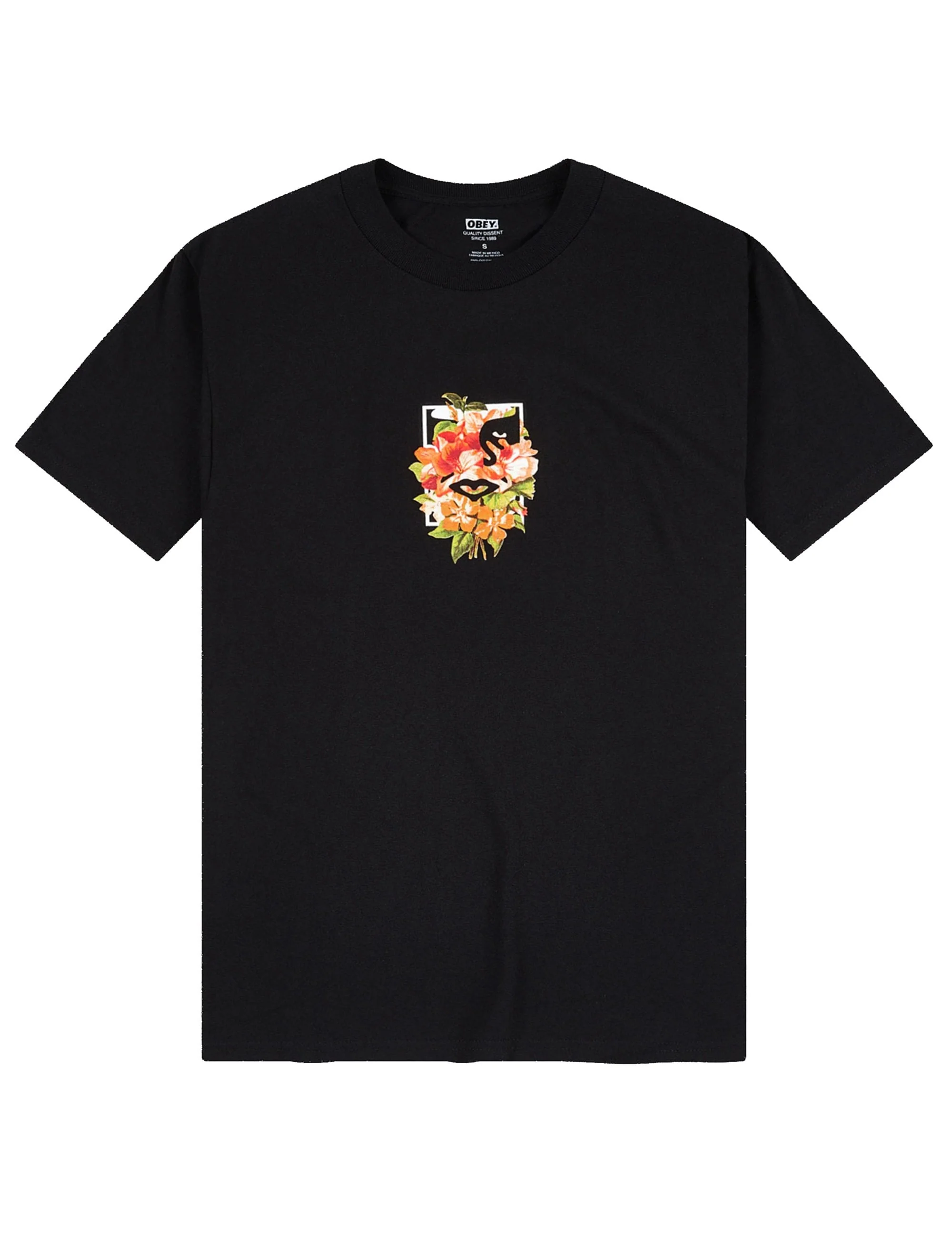 Floral Icon Face T-Shirt - Black - Image 2