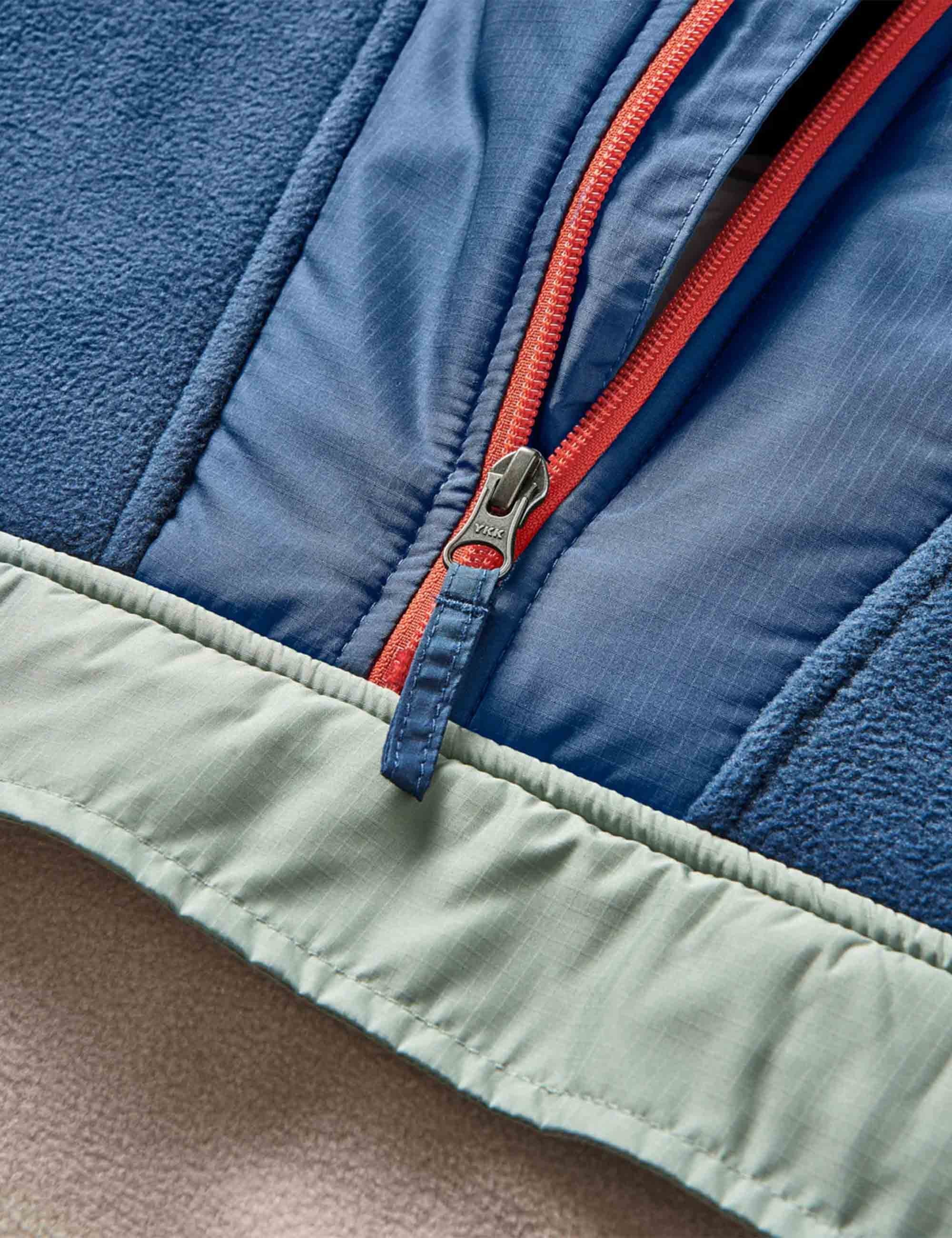 Woodland 1/2 Zip Hooded Polar Fleece - Dark Denim/Oatmeal - Image 3