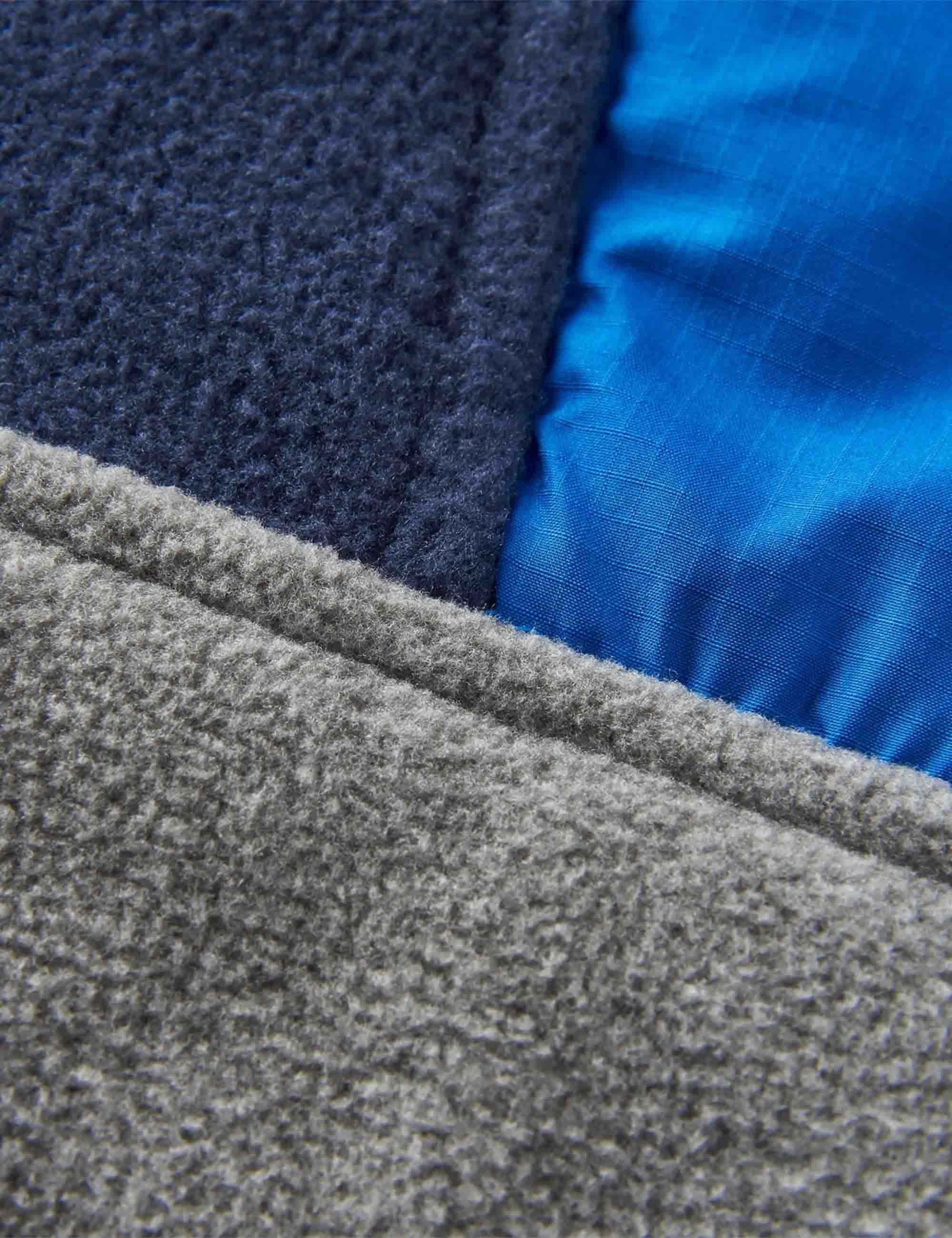 Woodland 1/2 Zip Hooded Polar Fleece - Rich Navy/Grey Marl - Image 3