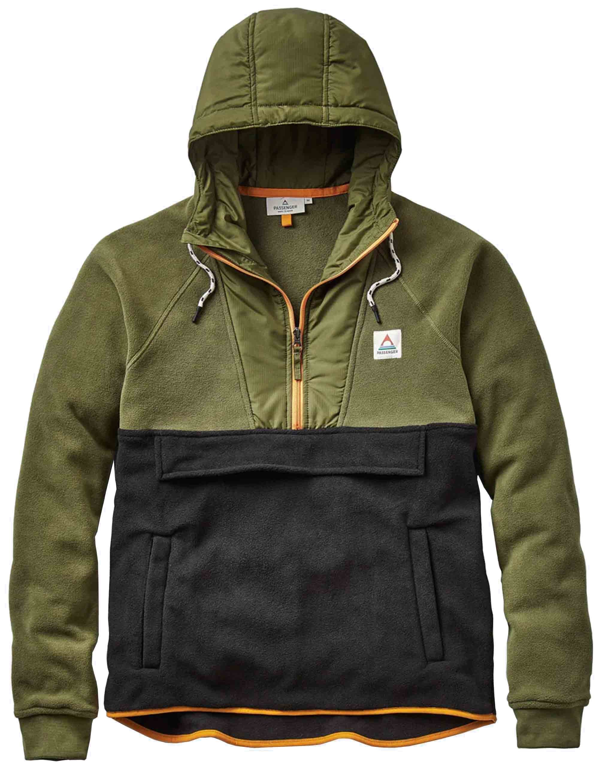 Woodland 1/2 Zip Hooded Polar Fleece - True Black/Khaki