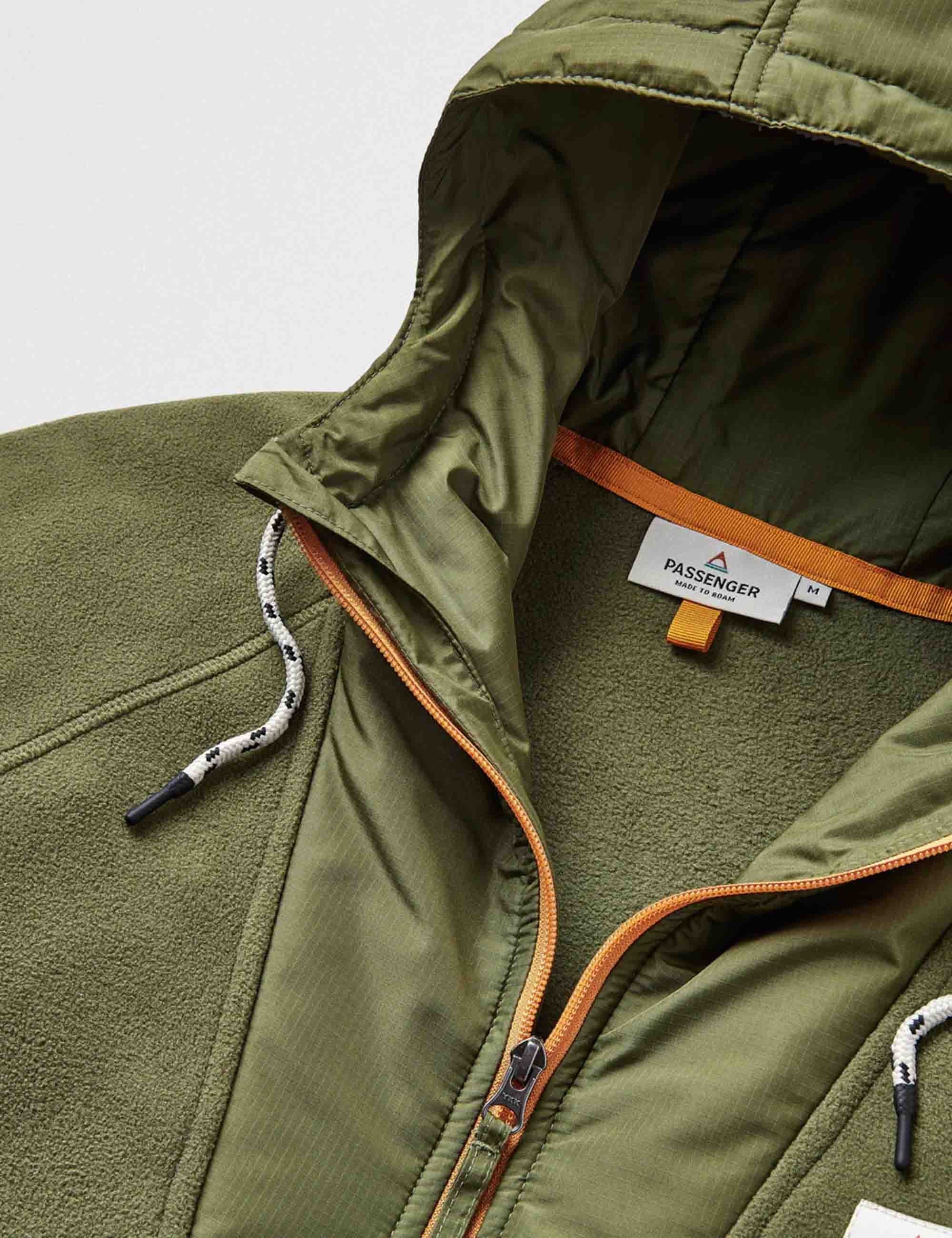 Woodland 1/2 Zip Hooded Polar Fleece - True Black/Khaki - Image 4