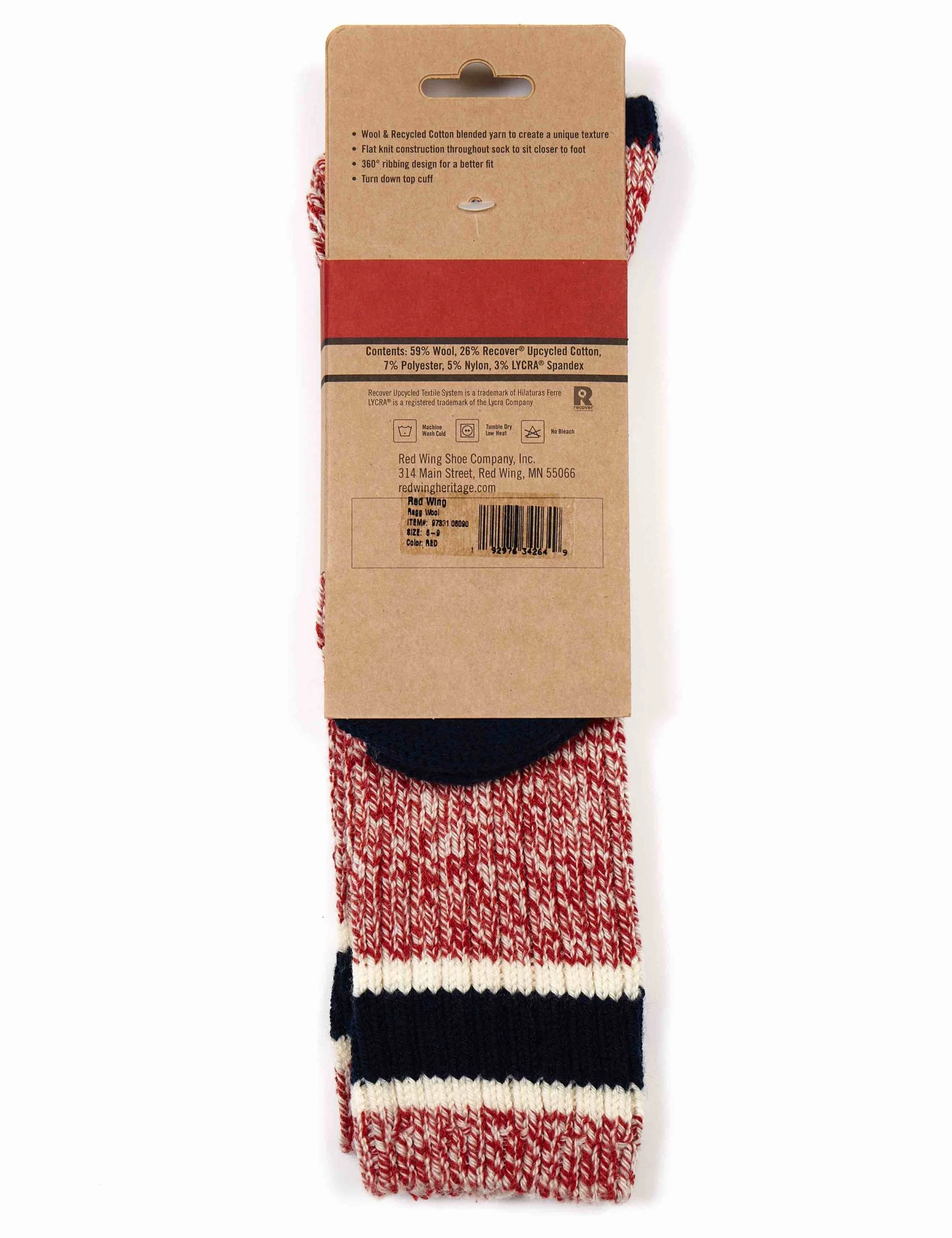 97331 Ragg Wool Stripe Socks - Red/Navy - Image 4