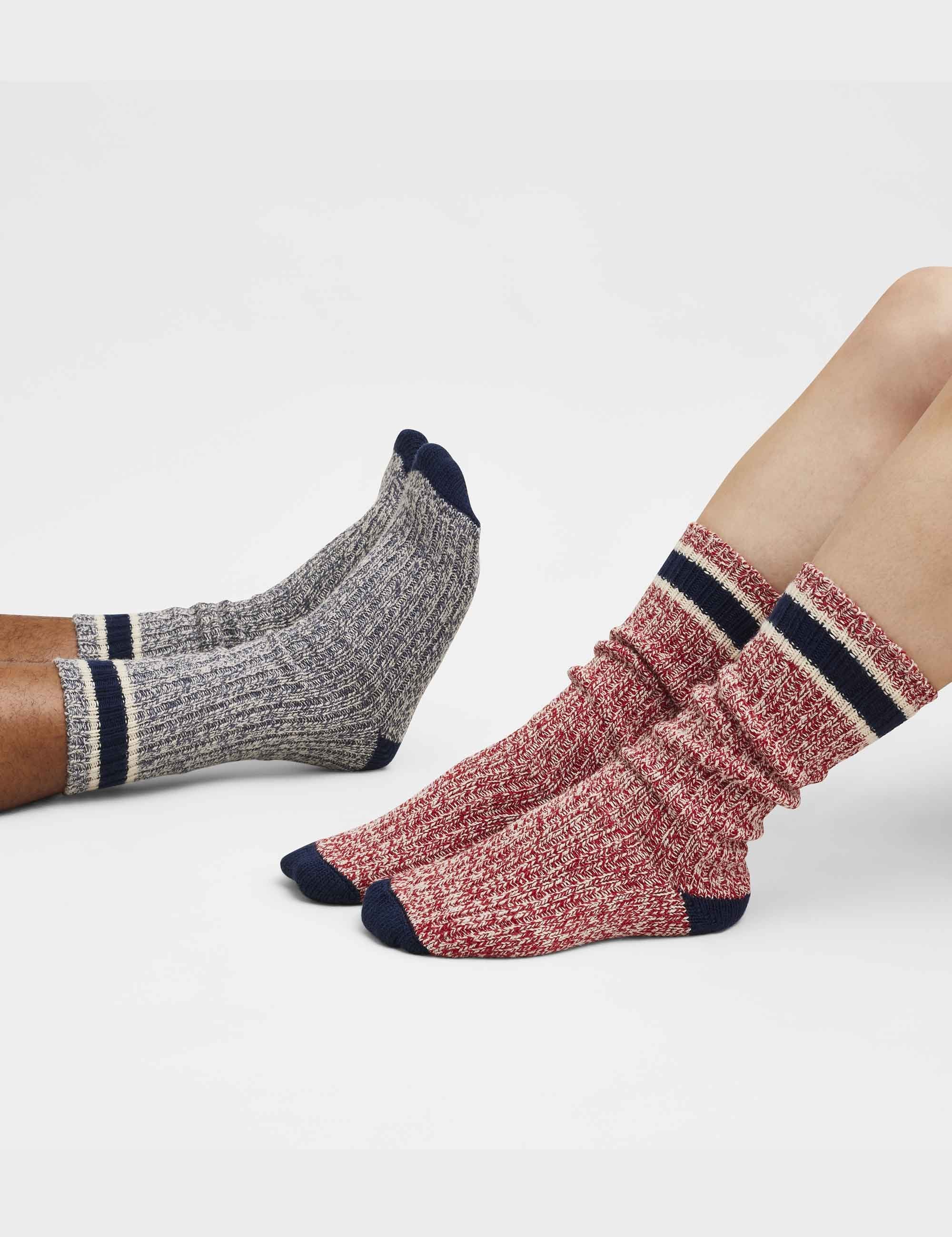 97331 Ragg Wool Stripe Socks - Red/Navy - Image 5