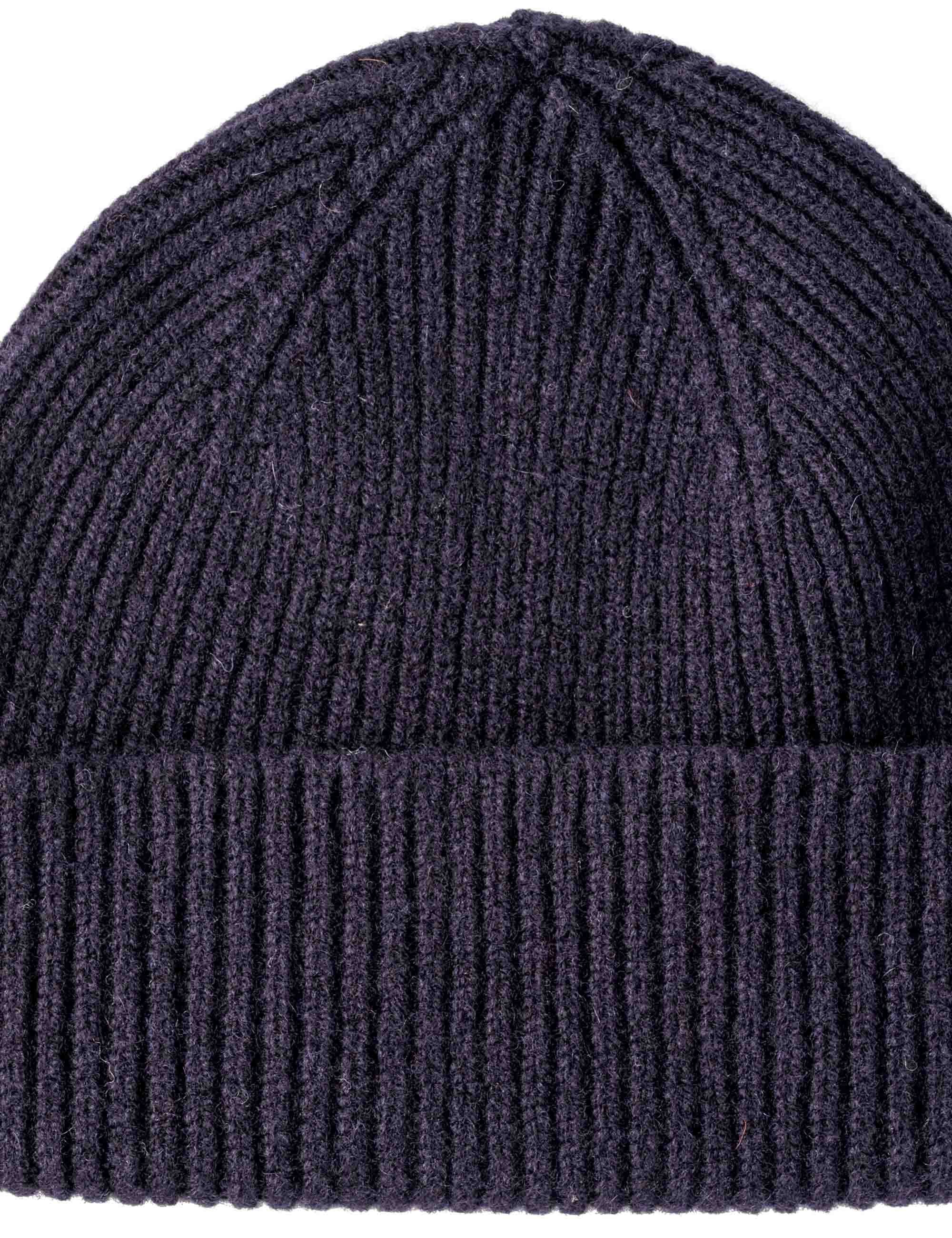 Clyde Lambswool Wool Beanie Hat - Navy Blue - Image 2