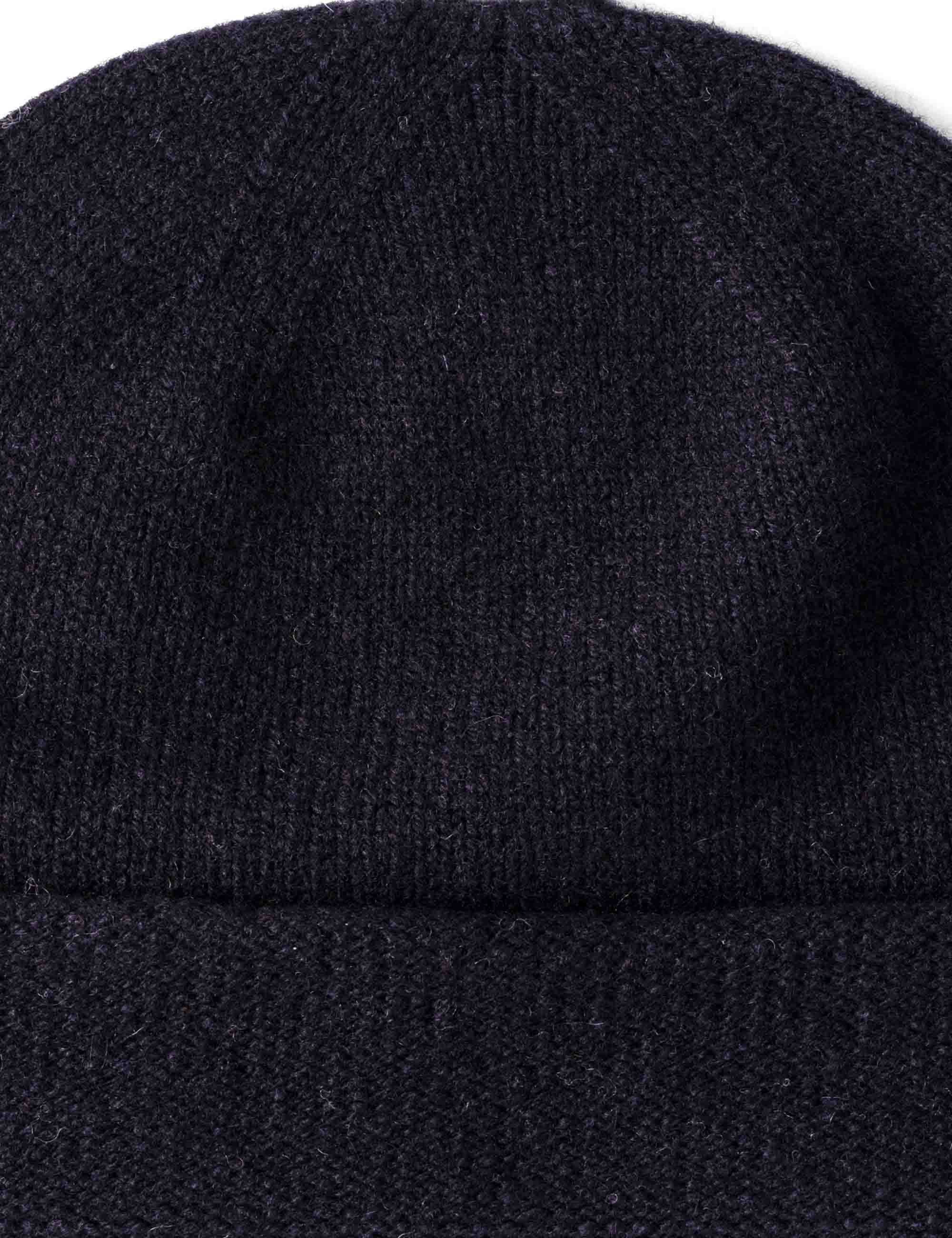 Lennox Lambswool Wool Beanie Hat - Navy - Image 2